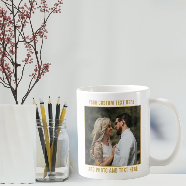 Caneca De Café Feriado Adicionar sua foto e texto personalizado (Criador carregado)