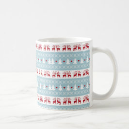 Caneca De Café Feriado Branco Azul de Natal Nórdico