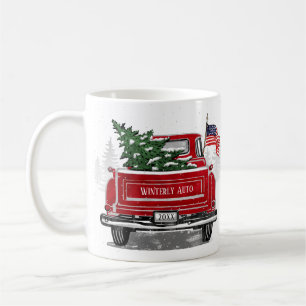 Caneca De Café Feriado Comercial Patriótico do Caminhão Vermelh