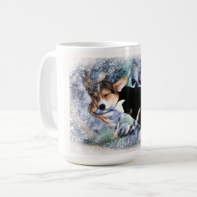 Caneca De Café Feriado, Corgi Puppy (Frente Esquerda)