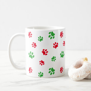 Caneca De Café Feriado das Impressões de Pata Vermelha e Verde