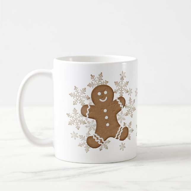 Caneca De Café Feriado de Biscoito de Pão-de-Neve Floco de Natal  (Esquerda)