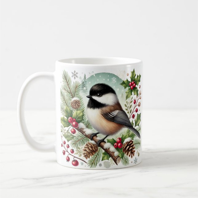 Caneca De Café Feriado de Chickadee (Esquerda)