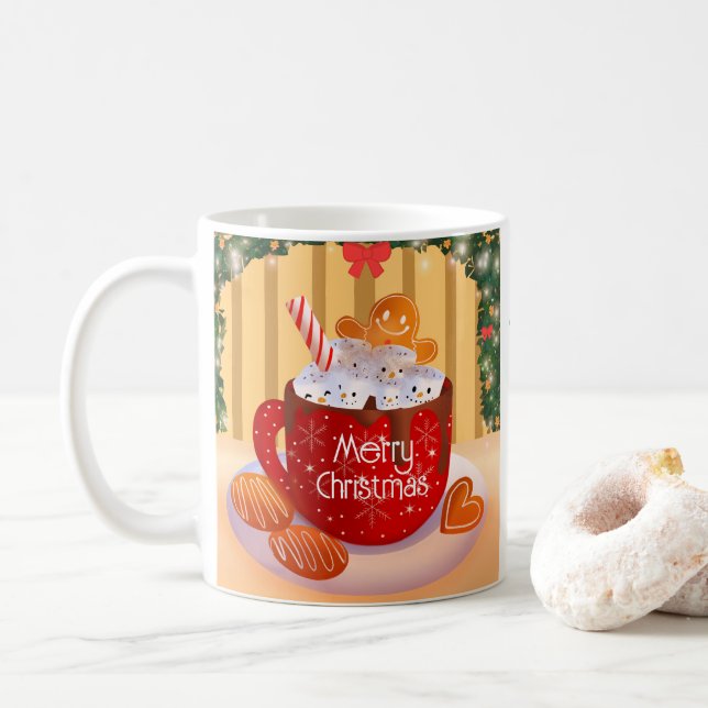 Caneca De Café Feriado de Chocolate Quente de Natal Personalizado (Com Donut)
