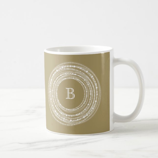Caneca De Café Feriado De feliz De Monograma Com Na moda E Brilho (Direita)