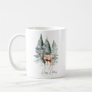 Caneca De Café Feriado de Floresta de Cerração de Madeira