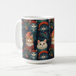 Caneca De Café Feriado de Gatos Festivos