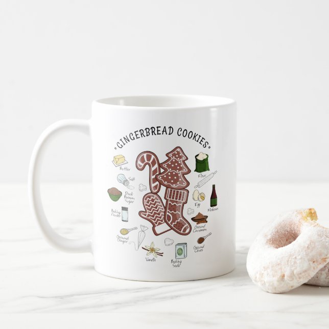 Caneca De Café Feriado de Gingerpão de Férias Doce (Com Donut)