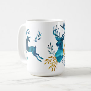 Caneca De Café Feriado de inverno - cervo da aguarela