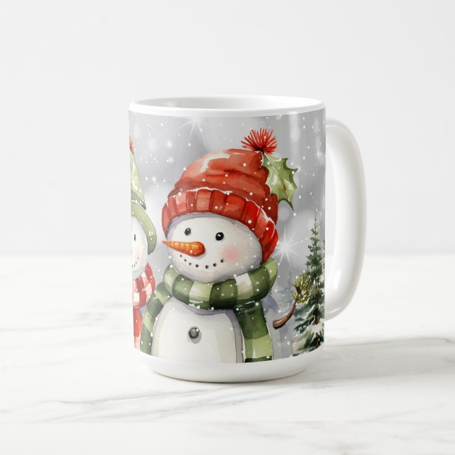 Caneca De Café Feriado de inverno com Cobra d'Água Neve (Frente Esquerda)