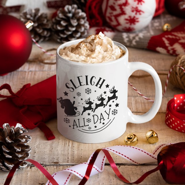 Caneca De Café Feriado de inverno em Sleigh durante todo o dia (Sleigh All Day Winter Holiday Coffee Mug)