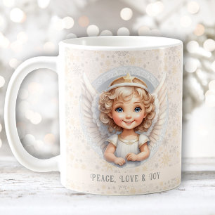 Caneca De Café Feriado de Natal bonito Nome de Feriado de Anjo Mu