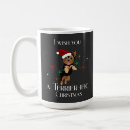 Caneca De Café Feriado de Natal Cachorro Feliz e Terrier