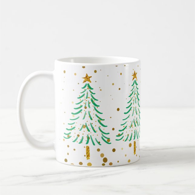 Caneca De Café Feriado de Natal de Confetti, Dourado Glitter Boni (Esquerda)