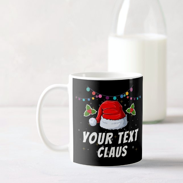 Caneca De Café Feriado de Natal do Santa Hat de Texto Personaliza (Criador carregado)