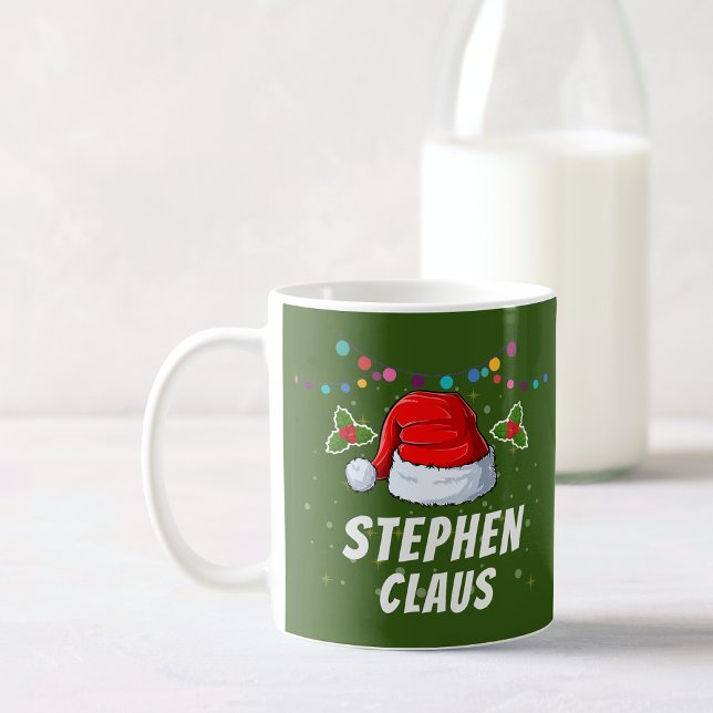 Caneca De Café Feriado de Natal Santa Hat com Nome Personalizado (Criador carregado)