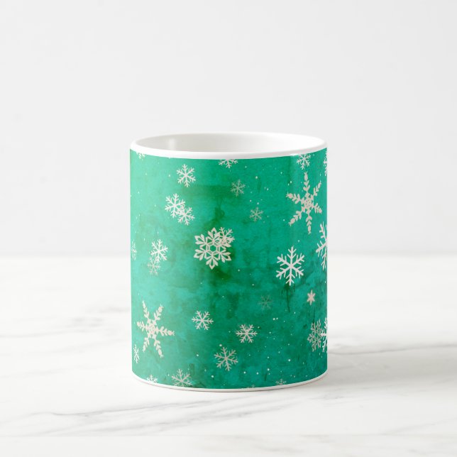 Caneca De Café Feriado de Natal Verde com Floco de Neve Moderno (Centro)