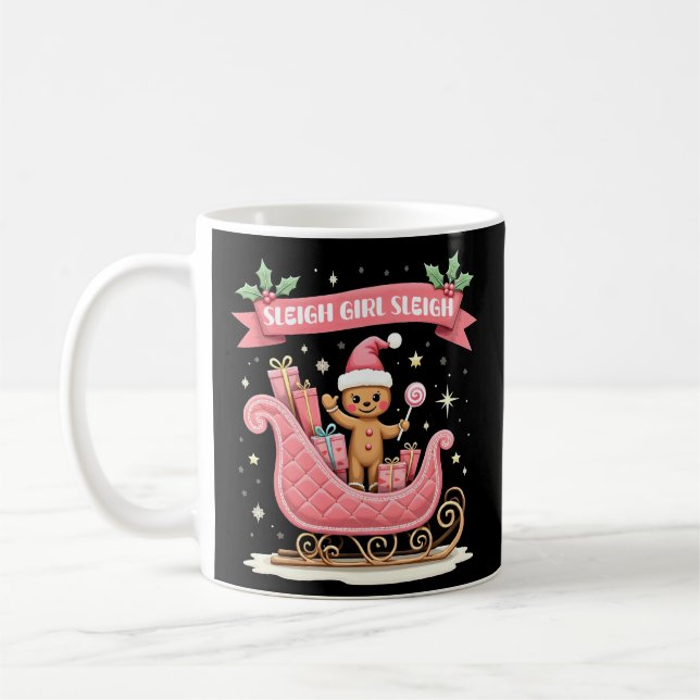 Caneca De Café Feriado de Pão de Gengibre de Natal Sleigh (Esquerda)