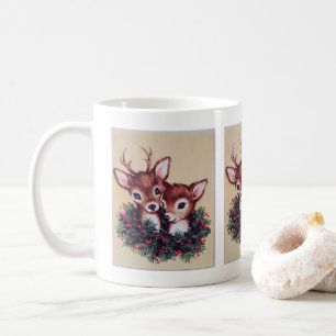 Caneca De Café Feriado de renas de natais vintages retrorados