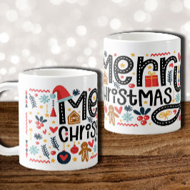 Caneca De Café Feriado de Tipografia de MERRY CHRISTMAS