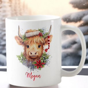 Caneca De Café Feriado de Vaca das Terras Altas, Férias do Natal 