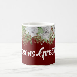 Caneca De Café Feriado de White Poinsettia Garland
