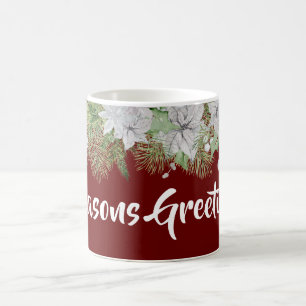 Caneca De Café Feriado de White Poinsettia Garland