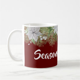 Caneca De Café Feriado de White Poinsettia Garland