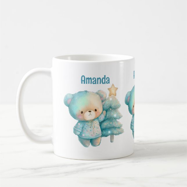 Caneca De Café Feriado em Urso Bonito e Árvore de Natal (Esquerda)