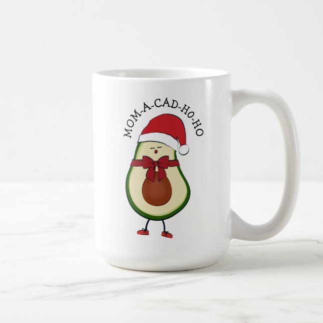 Caneca De Café Feriado Engraçado Presente Santa Hat Avocado (Direita)