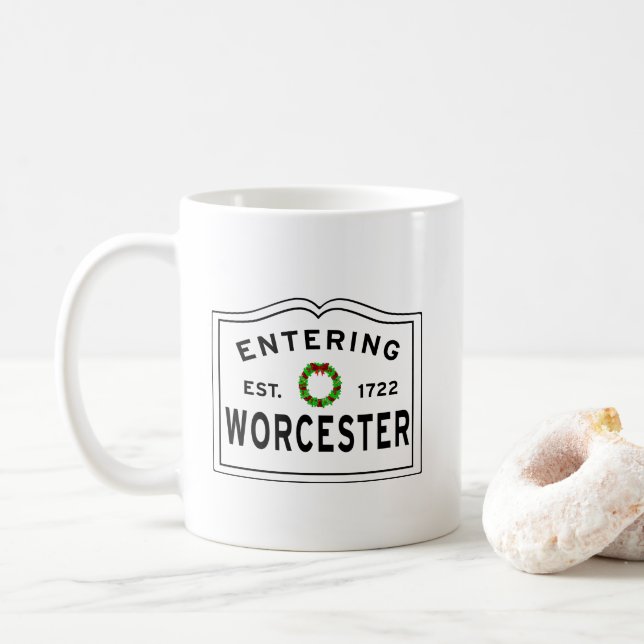 Caneca De Café Feriado entrando no Worcester, MÃE Christmas Wreat (Com Donut)