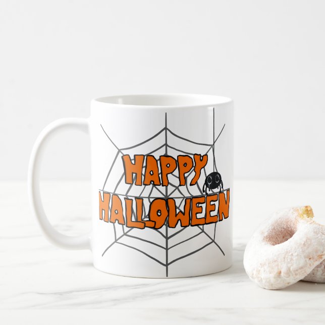 Caneca De Café feriado minimalista no Halloween (Com Donut)