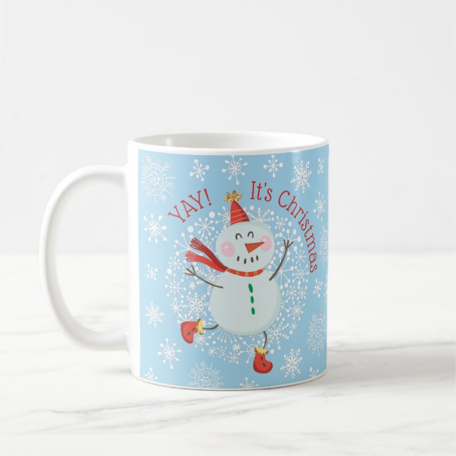 Caneca De Café Feriado Natal Festivo Snowman Flocos de Neve (Esquerda)