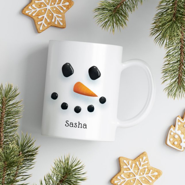 Caneca De Café Feriado Personalizado de Natal Bonito Snowman (Criador carregado)