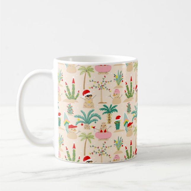 Caneca De Café Feriado Tropical Vibes Padrão de Natal (Esquerda)