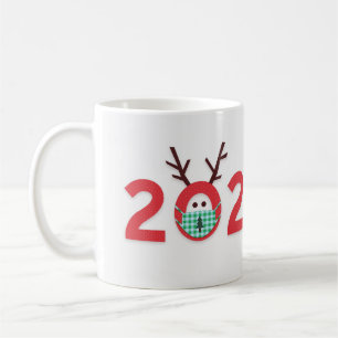 Caneca De Café Feriado Verde Vermelho Personalizado para Reindeer