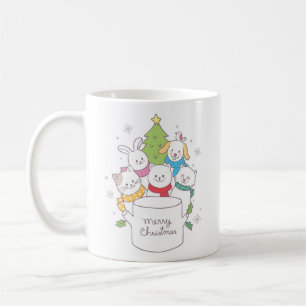 Caneca De Café Feriados animais do Natal dos amigos   do Natal
