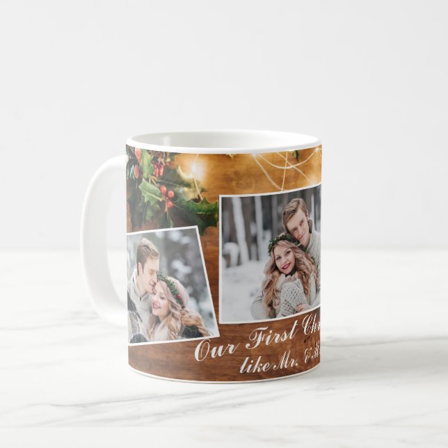 Caneca De Café Feriados de Natal de Mistletoon Rustic (Frente Esquerda)
