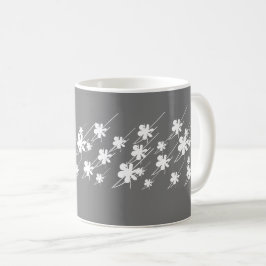 Caneca De Café Feriados de Natal padrão de flocos de neve cinza b