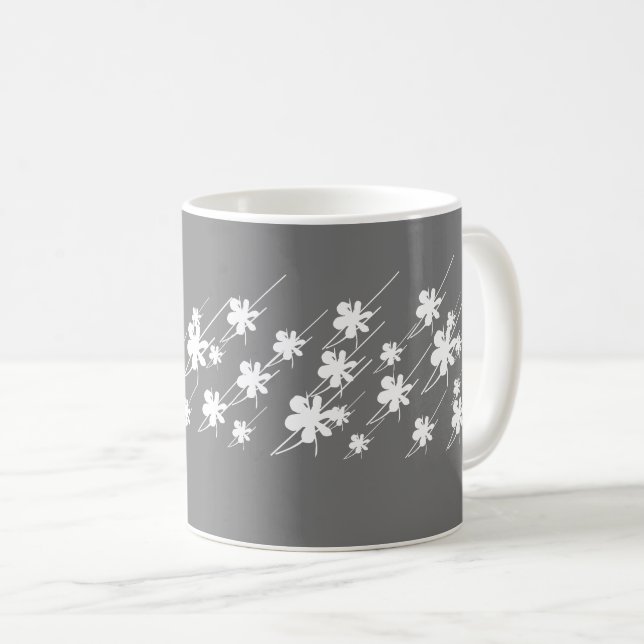 Caneca De Café Feriados de Natal padrão de flocos de neve cinza b (Frente Esquerda)