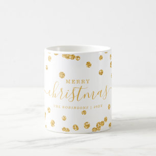 Caneca De Café Feriados DOURADOS Simples de Natal Brancos