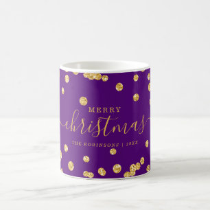 Caneca De Café Feriados DOURADOS Simples de Natal Glitter Roxo