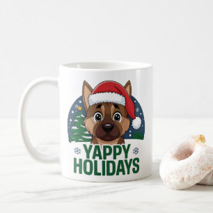 Caneca De Café Feriados GSD Yappays de Cão de Natal