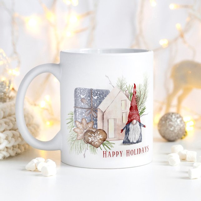 Caneca De Café Feriados Nórdicos do Gnomo de Natal Hygge (Hygge Christmas Cute Gnome Nordic Holidays Coffee Mug)