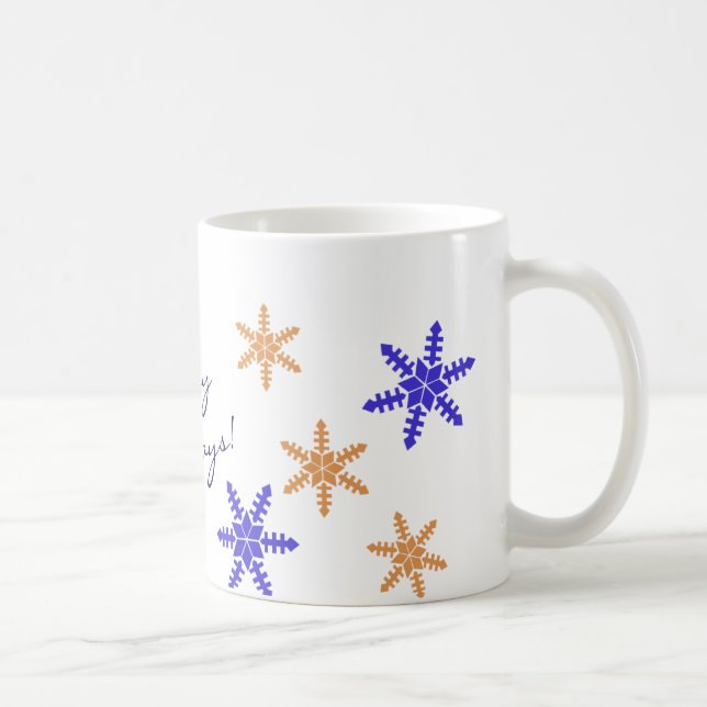Caneca De Café Feriados Snowflakes sazonais felizes com Texto (Direita)