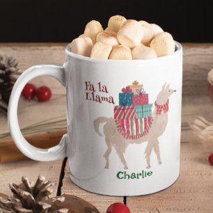 Caneca De Café Férias animais personalizadas do Llama de Natal bo