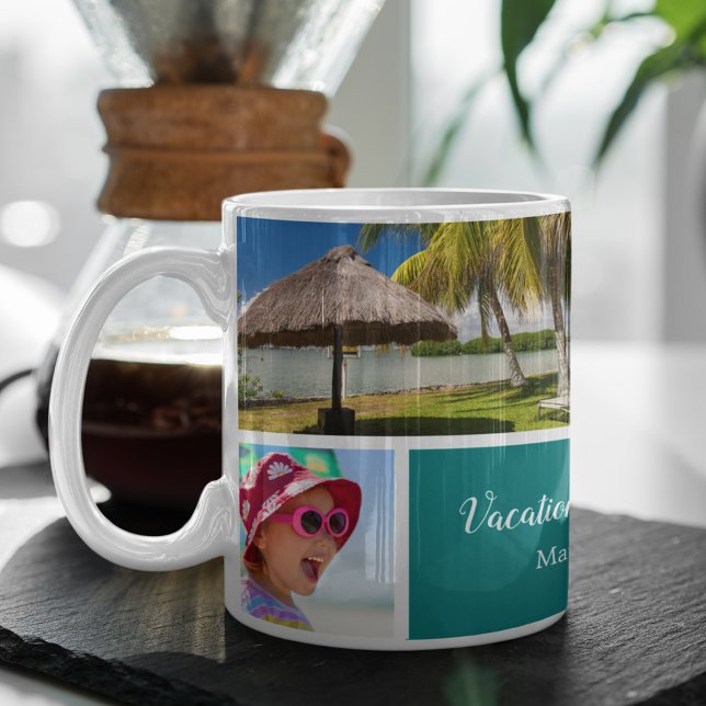 Caneca De Café Férias da família ou do Casal 5 Fotomia, Teal (Criador carregado)
