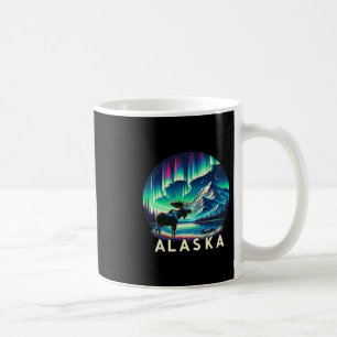 Caneca De Café Férias de Alce para Visualização da Aurora das Luz