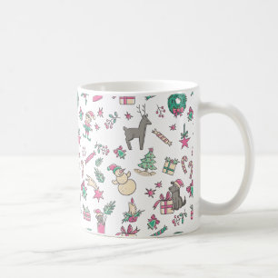 Caneca De Café Férias de Natal Desenhadas na Mão Divertida