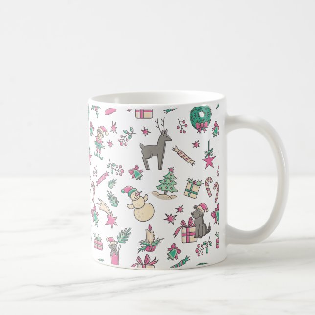 Caneca De Café Férias de Natal Desenhadas na Mão Divertida (Direita)